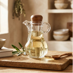 Plastic Oil Dispenser with Wooden Lid